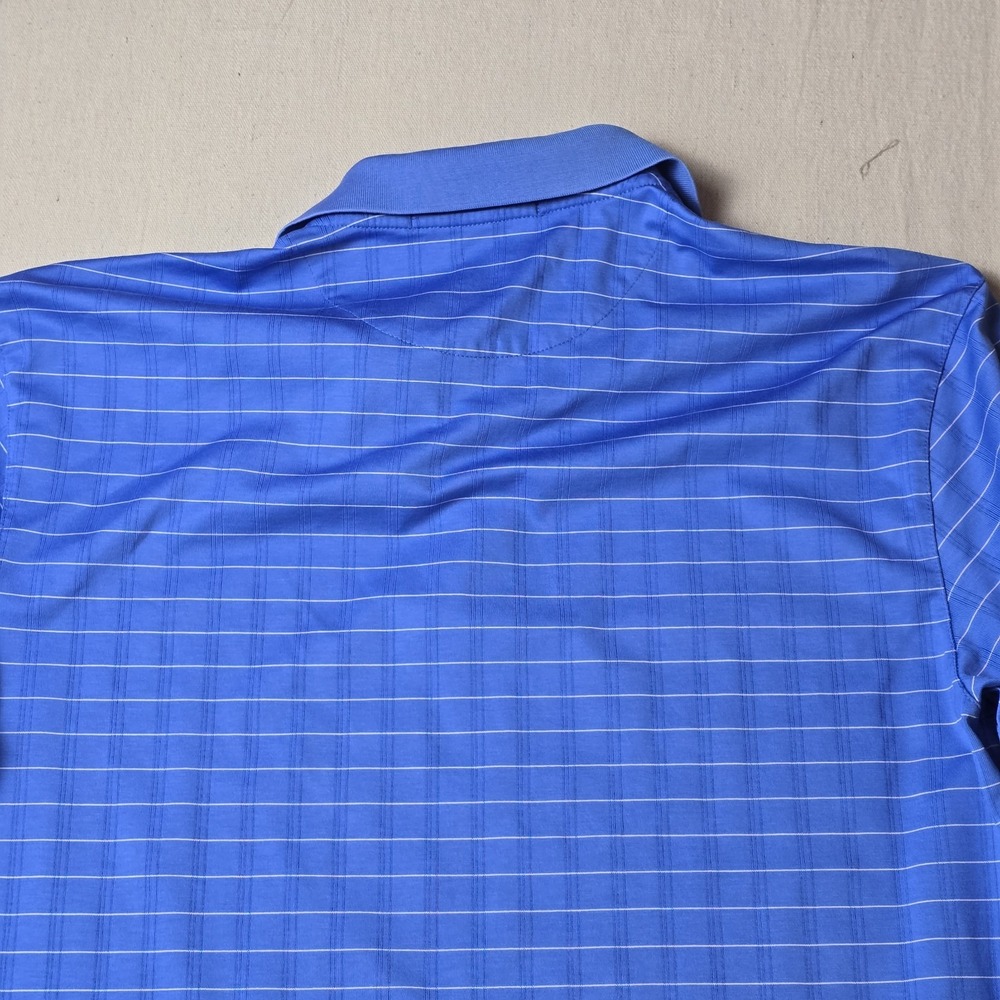 Nike Dri-FIT‎ Tiger Woods Polo Men's XL Blue Stripe Golf Shirt Snap Collar TW - Picture 9 of 12